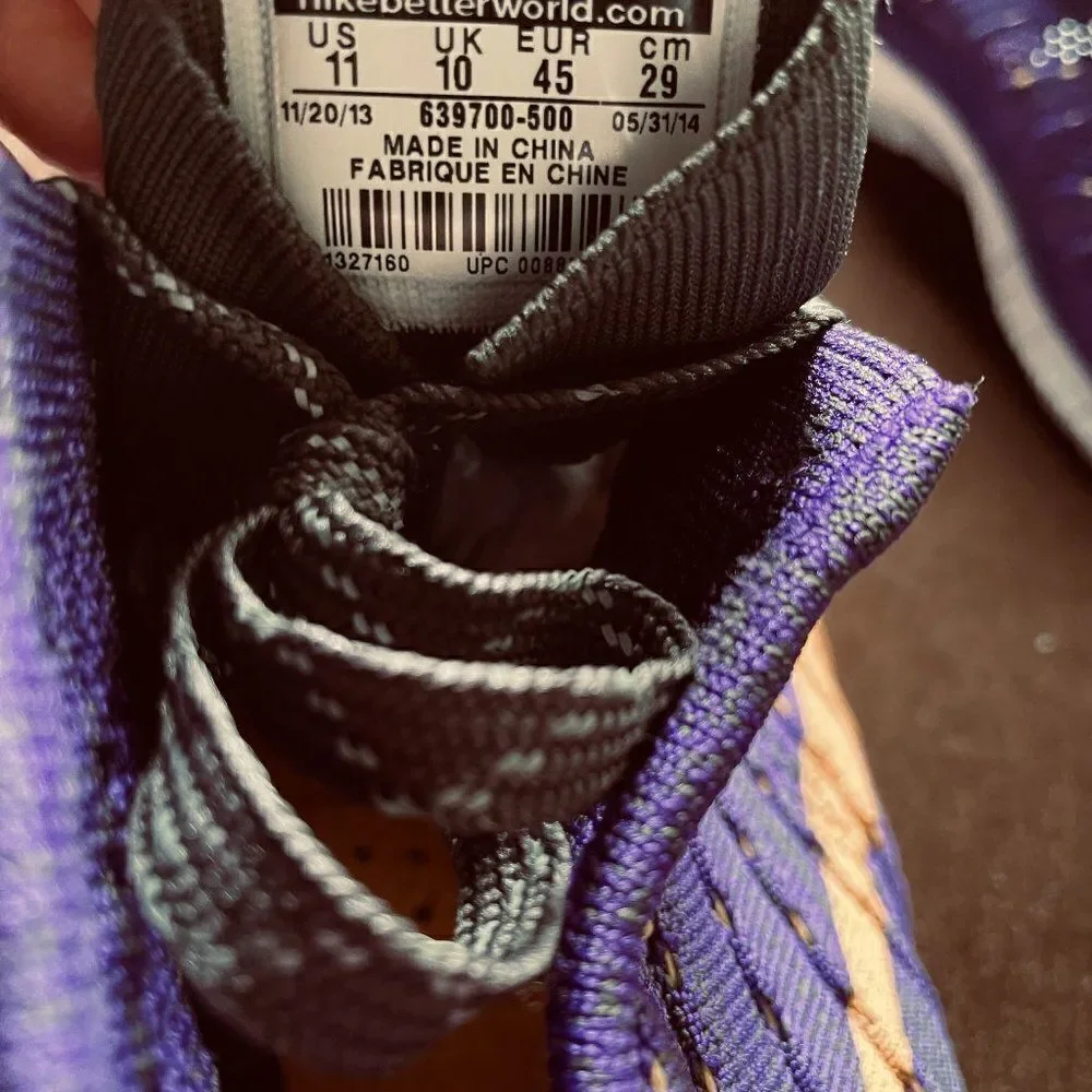 Mint Nike Flyknit Chukka boot sneaker purple mens 11 US 45 EUR rare colorway